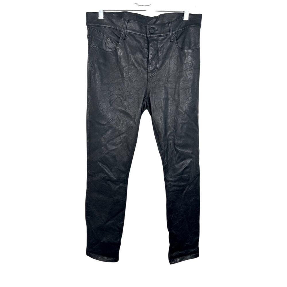 RtA Road to Awe Lambskin Leather Mid Rise Slim Pants Jeans 29 Button Fly